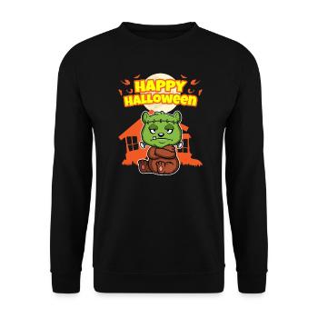 Happy Halloween Scary Funny Hallow's Eve Costume - Unisex Sweatshirt - black - Front - Alina (178cm) & Michal (187cm)