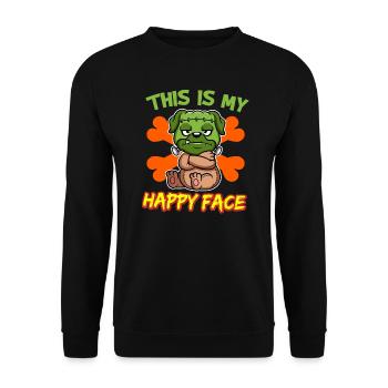 C’est mon visage heureux drôle de monstre d’Halloween - Sweat-shirt Unisexe - noir - Devant - Alina (178cm) & Michal (187cm)