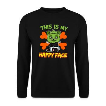 C’est mon visage heureux drôle de monstre d’Halloween - Sweat-shirt Unisexe - noir - Devant - Alina (178cm) & Michal (187cm)