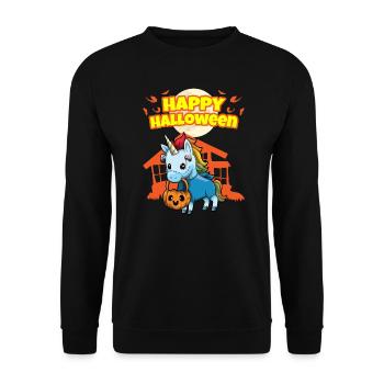 Happy Halloween Scary Funny Hallow's Eve Costume - Unisex Sweatshirt - black - Front - Alina (178cm) & Michal (187cm)