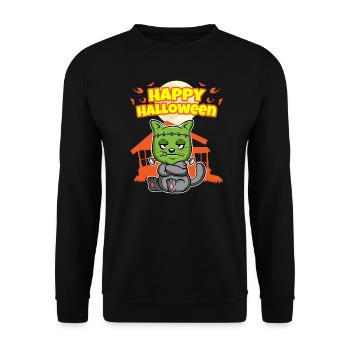 Happy Halloween Scary Funny Hallow's Eve Costume - Unisex Sweatshirt - black - Front - Alina (178cm) & Michal (187cm)