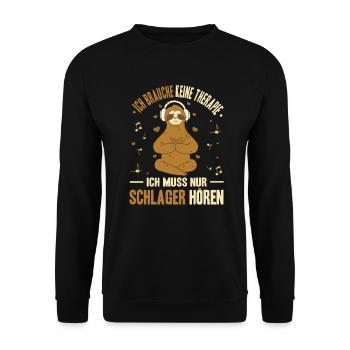 Ich Brauche Keine Therapie Ich Muss Nur Schlager - Unisex Pullover - Schwarz - Vorne - Alina (178cm) & Michal (187cm)