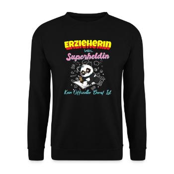 Erzieherin Weil Superheldin Kein Beruf Ist Kita - Unisex Pullover - Schwarz - Vorne - Alina (178cm) & Michal (187cm)