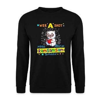 Wer A Sagt Muss Auch Ramsamsam Sagen Kita Erzieher - Unisex Pullover - Schwarz - Vorne - Alina (178cm) & Michal (187cm)