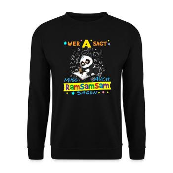 Wer A Sagt Muss Auch Ramsamsam Sagen Kita Erzieher - Unisex Pullover - Schwarz - Vorne - Alina (178cm) & Michal (187cm)