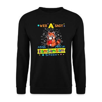 Wer A Sagt Muss Auch Ramsamsam Sagen Kita Erzieher - Unisex Pullover - Schwarz - Vorne - Alina (178cm) & Michal (187cm)