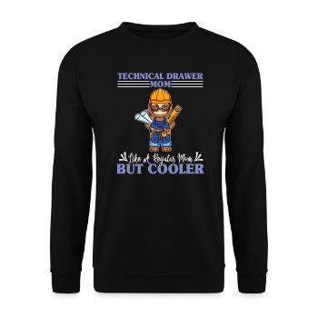 Technical Drawer Mom Like A Regualr Mom But Cooler - Unisex Pullover - Schwarz - Vorne - Alina (178cm) & Michal (187cm)