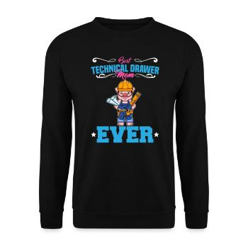 Best Technical Drawer Mom Ever Funny Archtect Gift - Unisex Pullover - Schwarz - Vorne - Alina (178cm) & Michal (187cm)