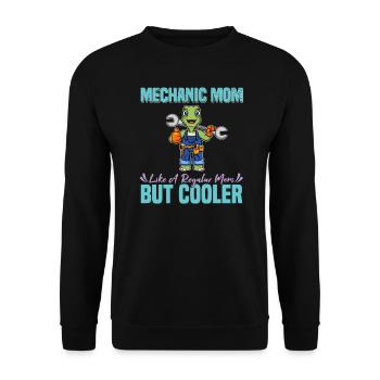 Mechanic Mom Like A Regualr Mom But Cooler - Unisex Pullover - Schwarz - Vorne - Alina (178cm) & Michal (187cm)