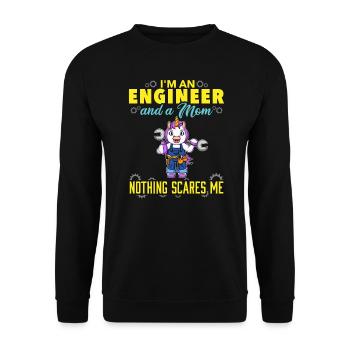 I'm An Engineer And A Mom Nothing Scares Me - Unisex Sweatshirt - black - Front - Alina (178cm) & Michal (187cm)
