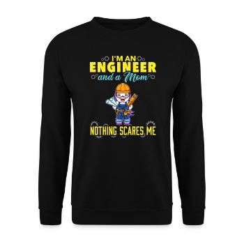 I'm An Engineer And A Mom Nothing Scares Me - Unisex Sweatshirt - black - Front - Alina (178cm) & Michal (187cm)
