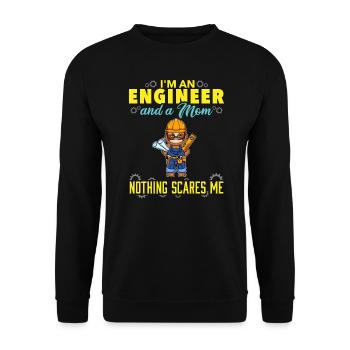 I'm An Engineer And A Mom Nothing Scares Me - Unisex Sweatshirt - black - Front - Alina (178cm) & Michal (187cm)