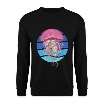 Ozean-Quallen-Kunst-Ozean-Leben-Unterwasserseetier - Unisex Pullover - Schwarz - Vorne - Alina (178cm) & Michal (187cm)