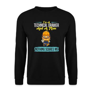 I'm A Technical Drawer And A Mom Nothing Scares Me - Unisex Pullover - Schwarz - Vorne - Alina (178cm) & Michal (187cm)