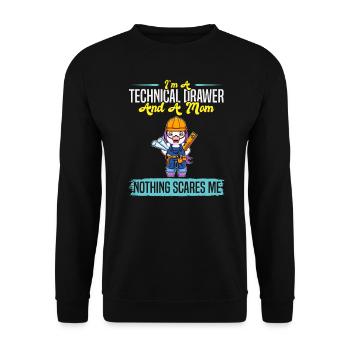 I'm A Technical Drawer And A Mom Nothing Scares Me - Unisex Pullover - Schwarz - Vorne - Alina (178cm) & Michal (187cm)