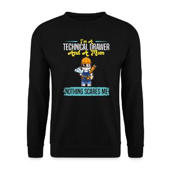 I'm A Technical Drawer And A Mom Nothing Scares Me - Unisex Pullover - Schwarz - Vorne - Alina (178cm) & Michal (187cm)