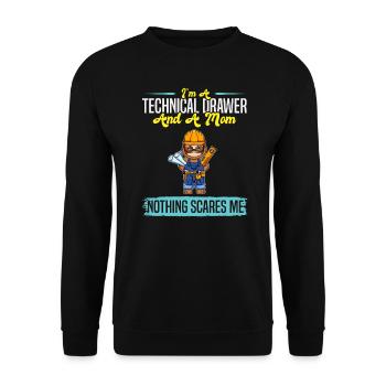 I'm A Technical Drawer And A Mom Nothing Scares Me - Unisex Pullover - Schwarz - Vorne - Alina (178cm) & Michal (187cm)