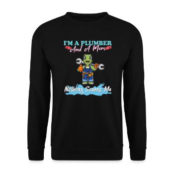Je suis plombier et maman rien ne me fait peur - Sweat-shirt Unisexe - noir - Devant - Alina (178cm) & Michal (187cm)