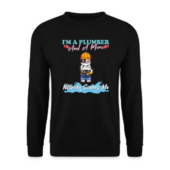 Je suis plombier et maman rien ne me fait peur - Sweat-shirt Unisexe - noir - Devant - Alina (178cm) & Michal (187cm)