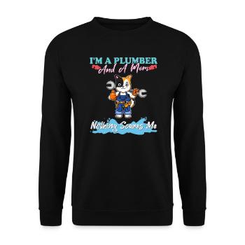 Je suis plombier et maman rien ne me fait peur - Sweat-shirt Unisexe - noir - Devant - Alina (178cm) & Michal (187cm)