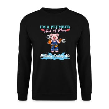 Je suis plombier et maman rien ne me fait peur - Sweat-shirt Unisexe - noir - Devant - Alina (178cm) & Michal (187cm)