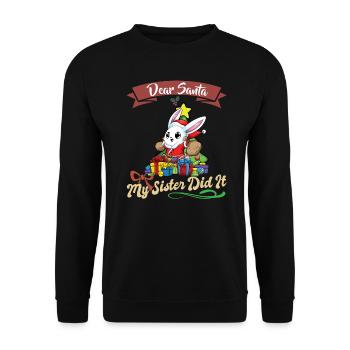 Cher Père Noël Ma sœur l’a fait frères et sœurs Noël - Sweat-shirt Unisexe - noir - Devant - Alina (178cm) & Michal (187cm)
