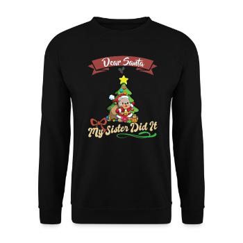 Cher Père Noël Ma sœur l’a fait frères et sœurs Noël - Sweat-shirt Unisexe - noir - Devant - Alina (178cm) & Michal (187cm)