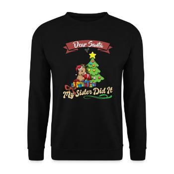 Cher Père Noël Ma sœur l’a fait frères et sœurs Noël - Sweat-shirt Unisexe - noir - Devant - Alina (178cm) & Michal (187cm)