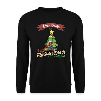 Cher Père Noël Ma sœur l’a fait frères et sœurs Noël - Sweat-shirt Unisexe - noir - Devant - Alina (178cm) & Michal (187cm)