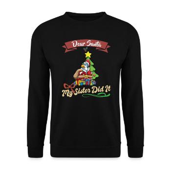 Cher Père Noël Ma sœur l’a fait frères et sœurs Noël - Sweat-shirt Unisexe - noir - Devant - Alina (178cm) & Michal (187cm)
