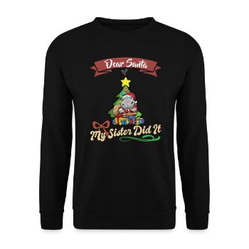 Cher Père Noël Ma sœur l’a fait frères et sœurs Noël - Sweat-shirt Unisexe - noir - Devant - Alina (178cm) & Michal (187cm)
