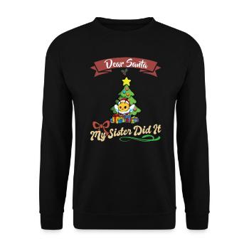 Cher Père Noël Ma sœur l’a fait frères et sœurs Noël - Sweat-shirt Unisexe - noir - Devant - Alina (178cm) & Michal (187cm)