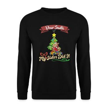 Cher Père Noël Ma sœur l’a fait frères et sœurs Noël - Sweat-shirt Unisexe - noir - Devant - Alina (178cm) & Michal (187cm)