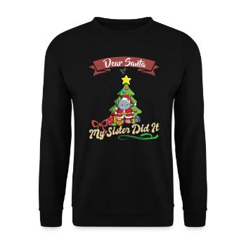 Cher Père Noël Ma sœur l’a fait frères et sœurs Noël - Sweat-shirt Unisexe - noir - Devant - Alina (178cm) & Michal (187cm)