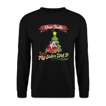 Cher Père Noël Ma sœur l’a fait frères et sœurs Noël - Sweat-shirt Unisexe - noir - Devant - Alina (178cm) & Michal (187cm)
