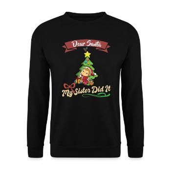 Cher Père Noël Ma sœur l’a fait frères et sœurs Noël - Sweat-shirt Unisexe - noir - Devant - Alina (178cm) & Michal (187cm)