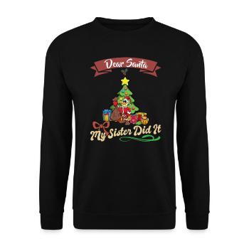 Cher Père Noël Ma sœur l’a fait frères et sœurs Noël - Sweat-shirt Unisexe - noir - Devant - Alina (178cm) & Michal (187cm)