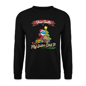Cher Père Noël Ma sœur l’a fait frères et sœurs Noël - Sweat-shirt Unisexe - noir - Devant - Alina (178cm) & Michal (187cm)