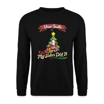 Cher Père Noël Ma sœur l’a fait frères et sœurs Noël - Sweat-shirt Unisexe - noir - Devant - Alina (178cm) & Michal (187cm)