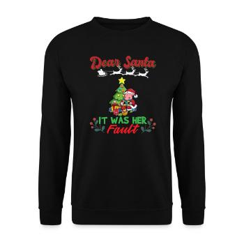 Cher Père Noël, c’était de sa faute si ses frères et sœurs correspondaient à Noël - Sweat-shirt Unisexe - noir - Devant - Alina (178cm) & Michal (187cm)