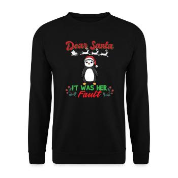 Cher Père Noël, c’était de sa faute si ses frères et sœurs correspondaient à Noël - Sweat-shirt Unisexe - noir - Devant - Alina (178cm) & Michal (187cm)