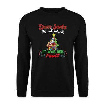Cher Père Noël, c’était de sa faute si ses frères et sœurs correspondaient à Noël - Sweat-shirt Unisexe - noir - Devant - Alina (178cm) & Michal (187cm)