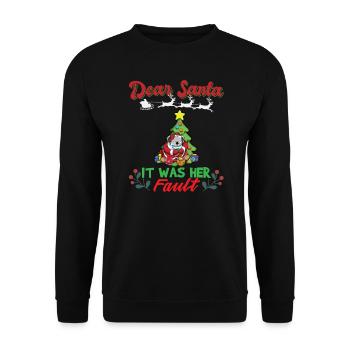 Cher Père Noël, c’était de sa faute si ses frères et sœurs correspondaient à Noël - Sweat-shirt Unisexe - noir - Devant - Alina (178cm) & Michal (187cm)