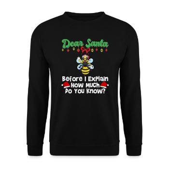 Cher Père Noël avant que j’explique combien savez-vous - Sweat-shirt Unisexe - noir - Devant - Alina (178cm) & Michal (187cm)
