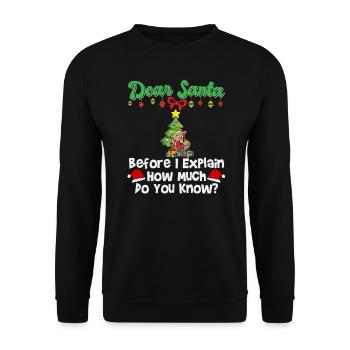 Cher Père Noël avant que j’explique combien savez-vous - Sweat-shirt Unisexe - noir - Devant - Alina (178cm) & Michal (187cm)