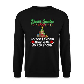 Cher Père Noël avant que j’explique combien savez-vous - Sweat-shirt Unisexe - noir - Devant - Alina (178cm) & Michal (187cm)