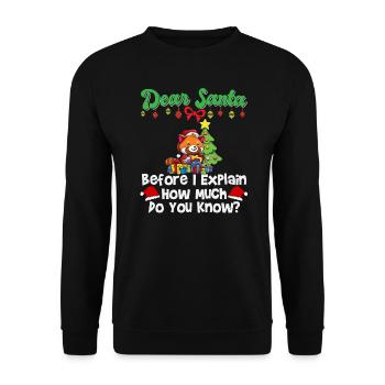 Cher Père Noël avant que j’explique combien savez-vous - Sweat-shirt Unisexe - noir - Devant - Alina (178cm) & Michal (187cm)