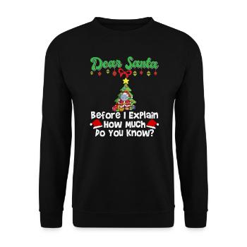 Cher Père Noël avant que j’explique combien savez-vous - Sweat-shirt Unisexe - noir - Devant - Alina (178cm) & Michal (187cm)