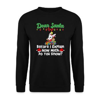 Cher Père Noël avant que j’explique combien savez-vous - Sweat-shirt Unisexe - noir - Devant - Alina (178cm) & Michal (187cm)