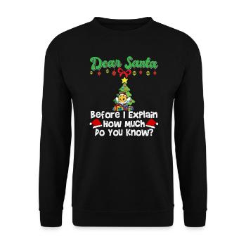 Cher Père Noël avant que j’explique combien savez-vous - Sweat-shirt Unisexe - noir - Devant - Alina (178cm) & Michal (187cm)